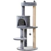 Arbre à chats multi-équipements griffoirs grattoirs plateformes niche jeu boule suspendue ø 48 x 104H cm gris - Gris