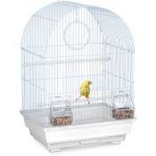 Cage à oiseaux, canaris, perruches, avec perchoirs, balançoire & mangeoires, hlp 49,5 x 34,5 x 31 cm, blanc - Relaxdays