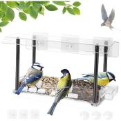 Mangeoire pour oiseaux en plein air, distributeur de graines d'oiseaux en acrylique, maison d'oiseaux étanche à la pluie, fenêtre transparente,