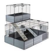 Cage Ferplast Multipla Double pour lapin et cochon d'Inde - gris : L 107,5 x l 72 x H 96,5 cm