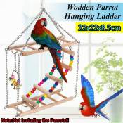 Chelle suspendue en bois perroquets oiseau pont tournant escalade jouets pour animaux de compagnie (échelle suspendue 22X22X8.5 cm) Hasaki