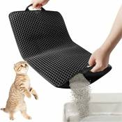 Choyclit - Tapis de litière pour chat en nid d'abeille tapis de piégeage de litière imperméable double couche pour chaton de compagnie, 55 × 75