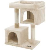 Helloshop26 - Arbre à chat colonne en sisal pour aiguiser les griffes 2 niches luxueuses maison de jeu meubles pour chatons chats et félins couleur