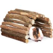 Relaxdays - Pont en bois pour rongeurs, 30 x 50 cm, accessoire pour cage, lapins, cochons d'Inde, hamsters, nature