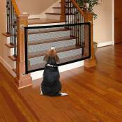 Dog Safety Gate Foldable Retractable Barrier For Safety Stair Gate For Dogs And Baby Black(size 70110cm)