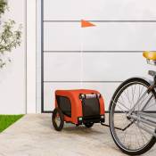Remorque de vélo pour chien orange et noir tissu oxford