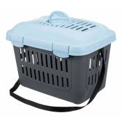 Box de transport midi-capri, lapin nain, en plast. 44 × 33 × 32 cm, 1,1 kg, gris clair/turquoise