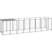 Chenil extérieur cage enclos parc animaux chien argenté 4,84 m² acier - Argenté