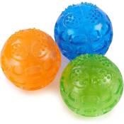 Crea - Squeaky Dog Ball Set, Squeaky Ball For Large And Small Dogs, 3 Packs (orange, Blue, Green), 7.5cm