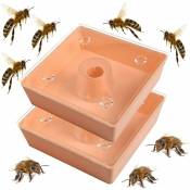 2Pcs Mangeoire Rapide Bee, Outil Dapiculteur Déquipement Dapiculture Pour Mangeoire Dabeilles à Dessus De Ruche Carrée - pink