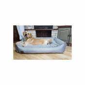 Lit pour chien XXL en cuir artificiel - coussin pour chien canapé pour chien lit pour chat panier pour chien - imperméable - 120x90 - Gris