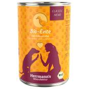 Lot Herrmann's Menu Bio Classic 12 x 400 g pour chien - canard bio, patates douces bio