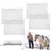 Filet à foin sac à foin filet à foin filet extrêmement résistant à la déchirure pour chevaux moutons bovins 4 pièce 160 x 100cm - Blanc - Hengda