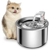Fontaine d'eau pour chat, pompe intérieure ultra silencieuse en acier inoxydable, bol d'eau distributeur automatique pour chien de 2 L/67 oz,