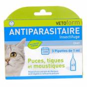 Vetoform Antiparasitaire Insectifuge Chat 3 Pipettes