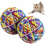 2 balles de jouet pour chat, balles de jouet pour chat interactives, jouets en laine colorés avec cloches pour mâcher les animaux de compagnie.