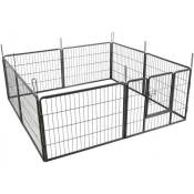 Parc enclos cage pour chiens chiots animaux de compagnie 163 x 163 cm gris 3712018