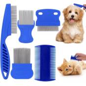 Kinsi - Brosse Chiens Chats- pour chien Peigne de toilettage pour chien et chat Peignes anti- retrait de toilettage des dents fines (5 pièces)