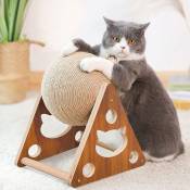 Boule a gratter en bois pour chat, jouet en corde de Sisal, fournitures pour animaux de compagnie, tour d'arbre a chat s 21 x 16 x 24 cm