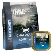 Pack bi-nutrition : croquettes 6 kg + 10 barquettes Nutrivet Inne pour chat - Adult, poisson (6 kg + 10 x 150 g)