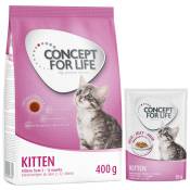 400g croquettes Kitten + 12x85g sachets Kitten en gelée Concept for Life pour chaton : -30% !
