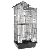 Cage à oiseaux,Riwater,avec 2 portes,3 Perchoirs et 4 plateaux d'alimentation,46*35.5*99cm,Noir