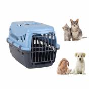 Dogi - panier de transport caisse de transport cage de transport chiens et chats gipsy bleu et gris antracite 45x30x30cm - bleu