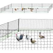 Kit clôture filet à poules 50 m avec porte 15 piquets double pointes - Noir