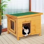 Maison pour chat en bois avec porte à lamelles