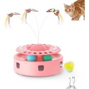 Aorsher - 3-en-1 Rose Cat Toys Jouet de chaton électronique interactif intelligent, papillon flottant, plume d'embuscade mobile aléatoire, balles de
