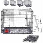 AREBOS Cage pour chien 92,5 x 60 x 66 cm Caisse de transport pour chien voiture pliable Caisse de transport pour chien pliable Caisse de transport