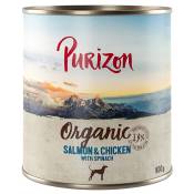 Lot Purizon Organic Bio 12 x 800 g pour chien - saumon,