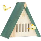 Hôtel à insectes pratique, pour papillons, en bois de sapin, suspendre, jardin et balcon, nature & vert - Relaxdays