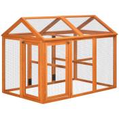 PawHut Enclos poulailler en bois cage à poules parc
