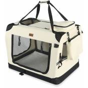 Vounot - Sac transport pliable chien chat caisse cage portable 70x52x52cm beige