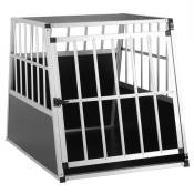 Cadoca - Cage de transport pour animaux domestiques noir argent caisse chien boîte grille Cage pour animaux l