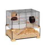 Ferplast Cage pour Hamsters et Souris KARAT 60 Petits Rongeurs, Deux étages avec Accessoires, en Verre et Métal