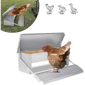 Aufun - Mangeoire automatique pour poulets, mangeoire pour volailles, avec pieds anti-rats et couvercle étanche, mangeoire en acier galvanisé pour