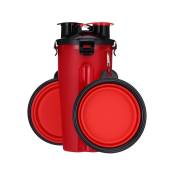 Bol pliable pour chien, bol pliable pour chien bol d'eau portable étanche pour animaux de compagnie 2 en 1(rouge)
