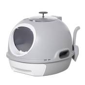 Maison de toilette portable pour chat tiroir à litière coulissant porte battante lucarne + pelle fournis dim. 47L x 55l x 44H cm gris