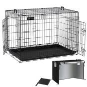 Cage pour chien pliable avec 2 portes verrouillable plateau amovible et housse de protection 107x70x78cm