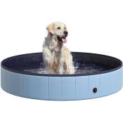 Piscine pour chien bassin pvc pliable anti-glissant facile à nettoyer diamètre 160 cm hauteur 30 cm bleu - Bleu