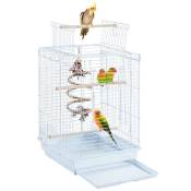 Cage Oiseaux avec Jouet 40 x 40 x 58 cm Cage Oiseau Exotique pour Perruche Calopsitte Inséparable Canari Mandarin Blanc - Yaheetech