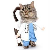 Costume pour chat et petite chien docteur deguisement vetement animal !