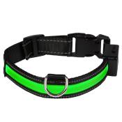 Eyenimal Collier lumineux à LED vert pour chien taille M : tour de cou 45 - 55 cm, l 25 mm
