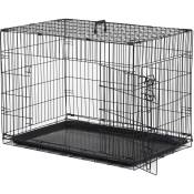 Pawhut - Cage caisse de transport pliante pour chien en métal noir 91 x 61 x 67 cm