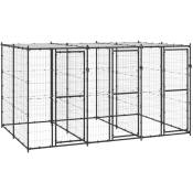 Chenil extérieur cage enclos parc animaux chien extérieur acier avec toit 7,26 m²
