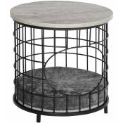 Pawhut - Panier chat cosy grand confort table basse 2 en 1 coussin amovible acier noir panneaux particules aspect bois gris - Gris