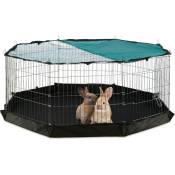 Relaxdays - Enclos avec couverture en filet, lapins, cochons d'inde, extérieur, élevage, HlP 60x150x150 cm, argent