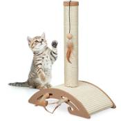 Griffoir chat, HxLxP : 52x42x22 cm, tronc à gratter, jouet intégré, pour l'intérieur, tronc en sisal, marron - Relaxdays